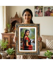 Woman Portrait Decorative Photo Frame With White Mount | Premium Wall & Tabletop Picture Frame | Home, Office & Temple Decoration | 10x14 Inch (Pack Of 1) (F31325)