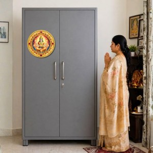 Agni Dev Fridge Magnet Wooden | Glossy Sublimation Print | 4x4 Inch | Strong Magnet Back | Decorative Magnet for Fridge, Almirah & Temple Decor (F23750)