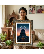 Shiva Temple Decorative Photo Frame With White Mount | Premium Wall & Tabletop Picture Frame | Home, Office & Temple Decoration | 10x14 Inch (Pack Of 1) (F31347)