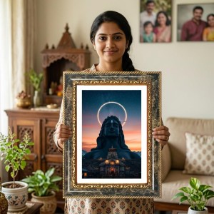 Shiva Temple Decorative Photo Frame With White Mount | Premium Wall & Tabletop Picture Frame | Home, Office & Temple Decoration | 8x12 Inch (Pack Of 1) (F31347)