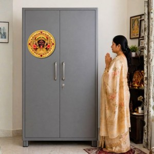 Goddess Kali Fridge Magnet Wooden | Glossy Sublimation Print | 4x4 Inch | Strong Magnet Back | Decorative Magnet for Fridge, Almirah & Temple Decor (F23707)