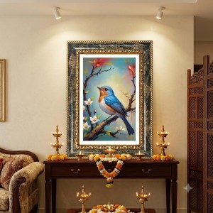 Rama And Sita Decorative Photo Frame With White Mount | Premium Wall & Tabletop Picture Frame | Home, Office & Temple Decoration | 12x16 Inch (Pack Of 1) (F32493)