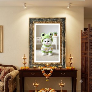 White Kitten Decorative Photo Frame With White Mount | Premium Wall & Tabletop Picture Frame | Home, Office & Temple Decoration | 10x14 Inch (Pack Of 1) (F32647)