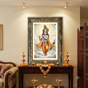 Krishna Decorative Photo Frame With White Mount | Premium Wall & Tabletop Picture Frame | Home, Office & Temple Decoration | 8x12 Inch (Pack Of 1) (F31524) Krishna Decorative Photo Frame With White Mount | Premium Wall & Tabletop Picture Frame | Home, Office & Temple Decoration | 8x12 Inch (Pack Of 1) (F31524)