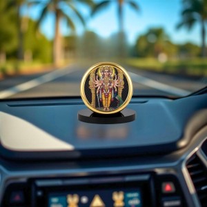 Car Dashboard/Table Top Lord Murugann Metal Golden Photo Stand 2x2 Inches, Compact & Stylish Spiritual Display For Car, Home & Office (Pack Of 1) (F24716)