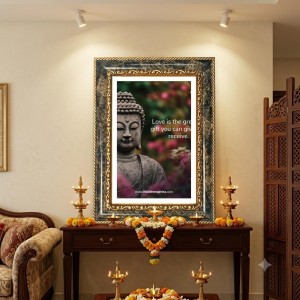 The Buddha Decorative Photo Frame With White Mount | Premium Wall & Tabletop Picture Frame | Home, Office & Temple Decoration | 8x12 Inch (Pack Of 1) (F31553)