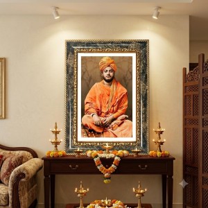 Swami Vivekananda Decorative Photo Frame With White Mount | Premium Wall & Tabletop Picture Frame | Home, Office & Temple Decoration | 8x12 Inch (Pack Of 1) (F32495)
