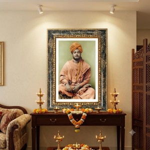 Swami Vivekananda Decorative Photo Frame With White Mount | Premium Wall & Tabletop Picture Frame | Home, Office & Temple Decoration | 8x12 Inch (Pack Of 1) (F32486)