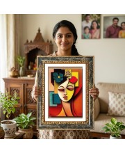 Modern Contemporary Painting Decorative Photo Frame With White Mount | Premium Wall & Tabletop Picture Frame | Home, Office & Temple Decoration | 10x14 Inch (Pack Of 1) (F32581)