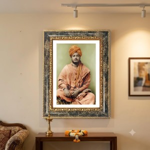 Swami Vivekananda Decorative Photo Frame With White Mount | Premium Wall & Tabletop Picture Frame | Home, Office & Temple Decoration | 8x12 Inch (Pack Of 1) (F32486)