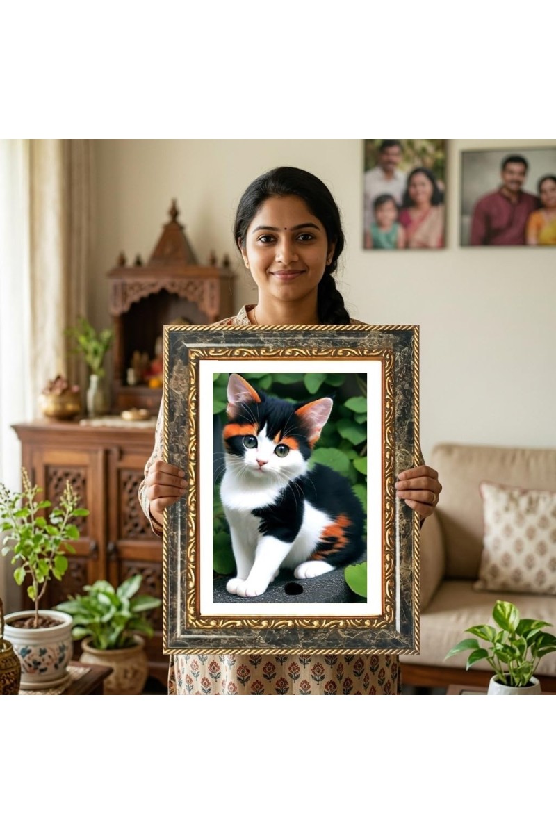 Mahatma Gandhi Decorative Photo Frame With White Mount | Premium Wall & Tabletop Picture Frame | Home, Office & Temple Decoration | 12x16 Inch (Pack Of 1) (F31359)