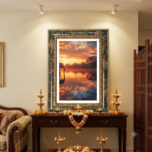 Tranquil Sunrise Scene Decorative Photo Frame With White Mount | Premium Wall & Tabletop Picture Frame | Home, Office & Temple Decoration | 10x14 Inch (Pack Of 1) (F31138) Tranquil Sunrise Scene Decorative Photo Frame With White Mount | Premium Wall & Tabletop Picture Frame | Home, Office & Temple Decoration | 10x14 Inch (Pack Of 1) (F31138)