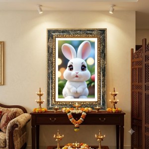 Rabbit Decorative Photo Frame With White Mount | Premium Wall & Tabletop Picture Frame | Home, Office & Temple Decoration | 8x12 Inch (Pack Of 1) (F31284)