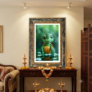 Turtle Decorative Photo Frame With White Mount | Premium Wall & Tabletop Picture Frame | Home, Office & Temple Decoration | 10x14 Inch (Pack Of 1) (F31475)
