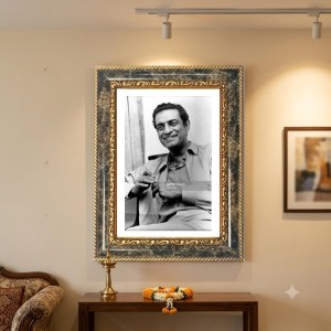Satyajit Ray Decorative Photo Frame With White Mount | Premium Wall & Tabletop Picture Frame | Home, Office & Temple Decoration | 10x14 Inch (Pack Of 1) (F33186)