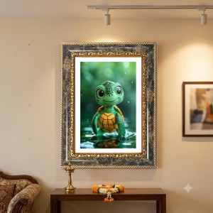 Turtle Decorative Photo Frame With White Mount | Premium Wall & Tabletop Picture Frame | Home, Office & Temple Decoration | 10x14 Inch (Pack Of 1) (F31475)