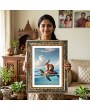Vishnu Decorative Photo Frame With White Mount | Premium Wall & Tabletop Picture Frame | Home, Office & Temple Decoration | 12x16 Inch (Pack Of 1) (F32597)