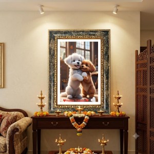 Two Puppies Decorative Photo Frame With White Mount | Premium Wall & Tabletop Picture Frame | Home, Office & Temple Decoration | 8x12 Inch (Pack Of 1) (F32592) Two Puppies Decorative Photo Frame With White Mount | Premium Wall & Tabletop Picture Frame | Home, Office & Temple Decoration | 8x12 Inch (Pack Of 1) (F32592)