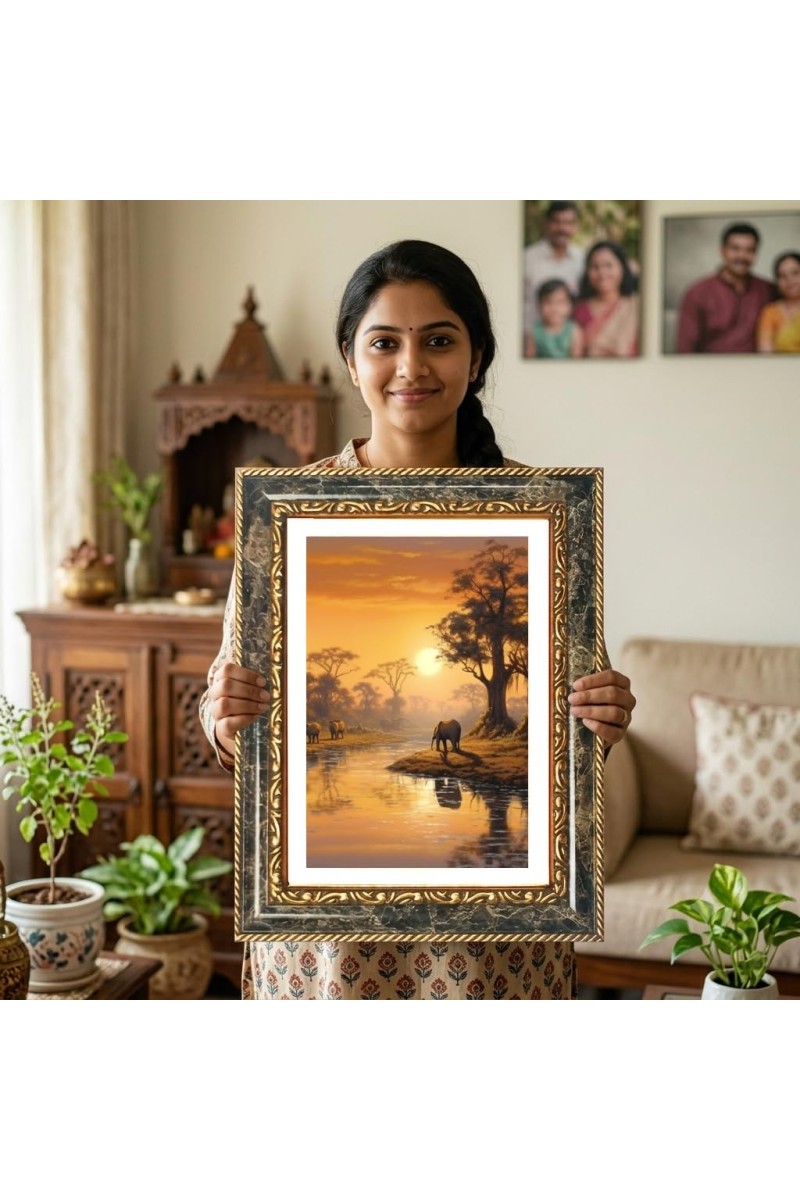 Rama Decorative Photo Frame With White Mount | Premium Wall & Tabletop Picture Frame | Home, Office & Temple Decoration | 12x16 Inch (Pack Of 1) (F33074)