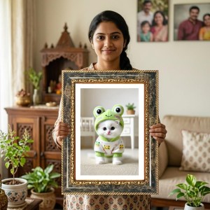 White Kitten Decorative Photo Frame With White Mount | Premium Wall & Tabletop Picture Frame | Home, Office & Temple Decoration | 10x14 Inch (Pack Of 1) (F32647)