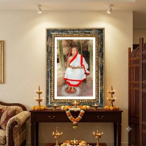 Sarada Goddess Decorative Photo Frame With White Mount | Premium Wall & Tabletop Picture Frame | Home, Office & Temple Decoration | 10x14 Inch (Pack Of 1) (F33156)