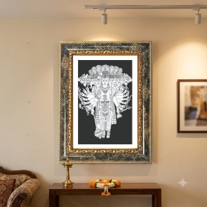 Rama And Sita Decorative Photo Frame With White Mount | Premium Wall & Tabletop Picture Frame | Home, Office & Temple Decoration | 12x16 Inch (Pack Of 1) (F33101)