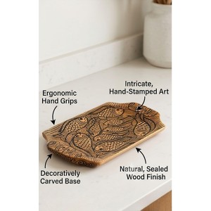 Handcrafted Wooden Serving Tray with Tribal Warli Art Design | Decorative Wooden Platter for Tea, Coffee & Snacks | Multipurpose Serving Tray for Kitchen, Dining & Home DÃ©cor |