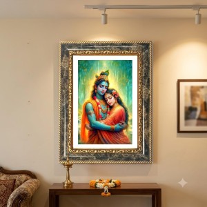 Radhaa Krishna Decorative Photo Frame With White Mount | Premium Wall & Tabletop Picture Frame | Home, Office & Temple Decoration | 10x14 Inch (Pack Of 1) (F33130)