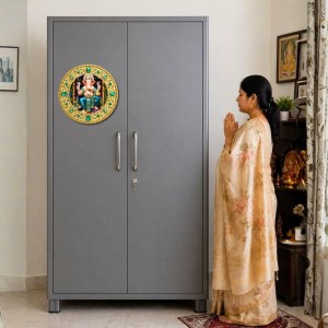 Lord Ganeshaa Fridge Magnet Wooden | Glossy Sublimation Print | 4x4 Inch | Strong Magnet Back | Decorative Magnet for Fridge, Almirah & Temple Decor (F23710)