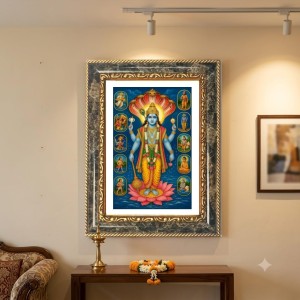 Vishnu Decorative Photo Frame With White Mount | Premium Wall & Tabletop Picture Frame | Home, Office & Temple Decoration | 8x12 Inch (Pack Of 1) (F32459)