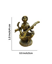 Mini Brass Murti Idol for Home DÃ©cor & Meditation | Handmade Antique Finish Brass Statue for Pooja Room, Office Desk & Spiritual Gift | Small Decorative Showpiece (Swaraswati)