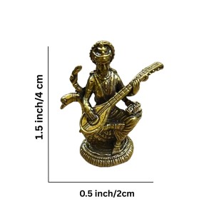 Mini Brass Murti Idol for Home Décor & Meditation | Handmade Antique Finish Brass Statue for Pooja Room, Office Desk & Spiritual Gift | Small Decorative Showpiece (Swaraswati) Mini Brass Murti Idol for Home Décor & Meditation | Handmade Antique Finish Brass Statue for Pooja Room, Office Desk & Spiritual Gift | Small Decorative Showpiece (Swaraswati)