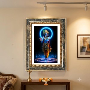 Sri Krishna Decorative Photo Frame With White Mount | Premium Wall & Tabletop Picture Frame | Home, Office & Temple Decoration | 8x12 Inch (Pack Of 1) (F33093) Sri Krishna Decorative Photo Frame With White Mount | Premium Wall & Tabletop Picture Frame | Home, Office & Temple Decoration | 8x12 Inch (Pack Of 1) (F33093)