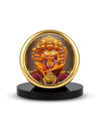 Car Dashboard/Table Top Panchmukhi Hanuman Metal Golden Photo Stand 2x2 Inches, Compact & Stylish Spiritual Display For Car, Home & Office (Pack Of 1) (F24711)