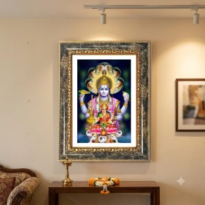 Vishnu Lakshmi Decorative Photo Frame With White Mount | Premium Wall & Tabletop Picture Frame | Home, Office & Temple Decoration | 8x12 Inch (Pack Of 1) (F33103)