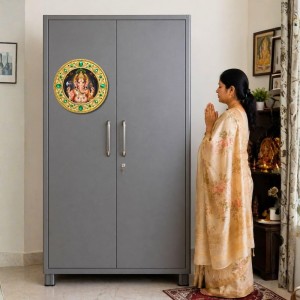 Lord Ganeshaa Fridge Magnet Wooden | Glossy Sublimation Print | 4x4 Inch | Strong Magnet Back | Decorative Magnet for Fridge, Almirah & Temple Decor (F23742)