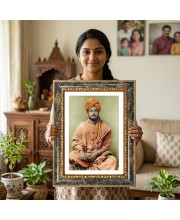 Swami Vivekananda Decorative Photo Frame With White Mount | Premium Wall & Tabletop Picture Frame | Home, Office & Temple Decoration | 10x14 Inch (Pack Of 1) (F32486)