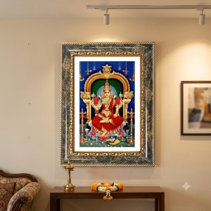 Mahalakshmi Decorative Photo Frame With White Mount | Premium Wall & Tabletop Picture Frame | Home, Office & Temple Decoration | 8x12 Inch (Pack Of 1) (F33067)