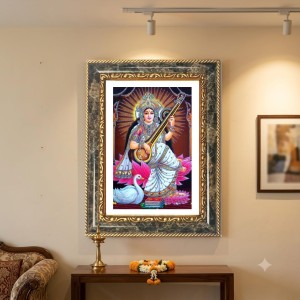 Saraswati Decorative Photo Frame With White Mount | Premium Wall & Tabletop Picture Frame | Home, Office & Temple Decoration | 10x14 Inch (Pack Of 1) (F31415)
