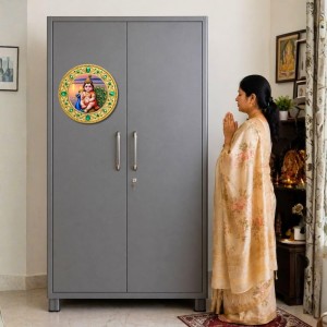 Lord Kartikeya Fridge Magnet Wooden | Glossy Sublimation Print | 4x4 Inch | Strong Magnet Back | Decorative Magnet for Fridge, Almirah & Temple Decor (F23781)