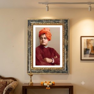 Swami Vivekananda Decorative Photo Frame With White Mount | Premium Wall & Tabletop Picture Frame | Home, Office & Temple Decoration | 8x12 Inch (Pack Of 1) (F33098)
