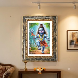 Lord Shiva (Baby Shiva/Bala Shiva) Decorative Photo Frame With White Mount | Premium Wall & Tabletop Picture Frame | Home, Office & Temple Decoration | 8x12 Inch (Pack Of 1) (F32420) Lord Shiva (Baby Shiva/Bala Shiva) Decorative Photo Frame With White Mount | Premium Wall & Tabletop Picture Frame | Home, Office & Temple Decoration | 8x12 Inch (Pack Of 1) (F32420)