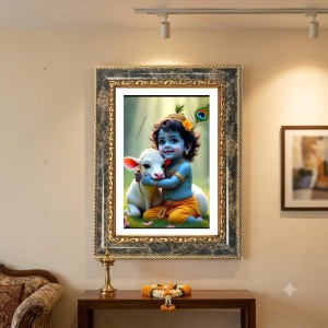 Baby Krishna Decorative Photo Frame With White Mount | Premium Wall & Tabletop Picture Frame | Home, Office & Temple Decoration | 10x14 Inch (Pack Of 1) (F31385) Baby Krishna Decorative Photo Frame With White Mount | Premium Wall & Tabletop Picture Frame | Home, Office & Temple Decoration | 10x14 Inch (Pack Of 1) (F31385)
