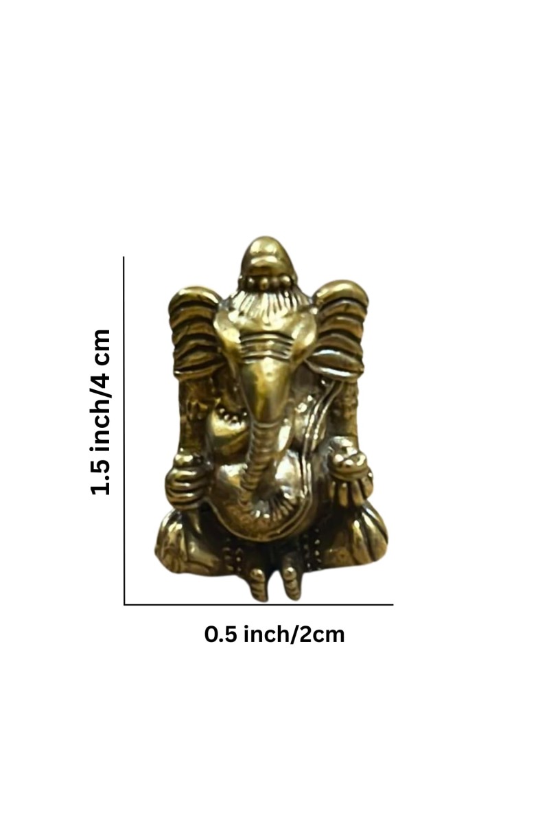 Mini Brass Murti Idol for Home DÃ©cor & Meditation | Handmade Antique Finish Brass Statue for Pooja Room, Office Desk & Spiritual Gift | Small Decorative Showpiece (Sitting Ganesh)