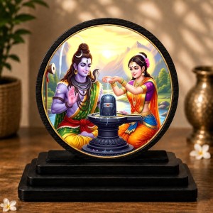 Car Dashboard Wooden Lord Shiva and Parvati Showpiece | 4 X 4.5 Inch Sublimation Printed Decorative Stand | 4 Mm MDF | Home Decor | Made in India (F33339) Car Dashboard Wooden Lord Shiva and Parvati Showpiece | 4 X 4.5 Inch Sublimation Printed Decorative Stand | 4 Mm MDF | Home Decor | Made in India (F33339)