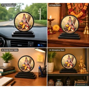 Car Dashboard Wooden Dakshinamurthy & Murugann Showpiece | 4 X 4.5 Inch Sublimation Printed Decorative Stand | 4 Mm MDF | Home Decor | Made in India (F33588)