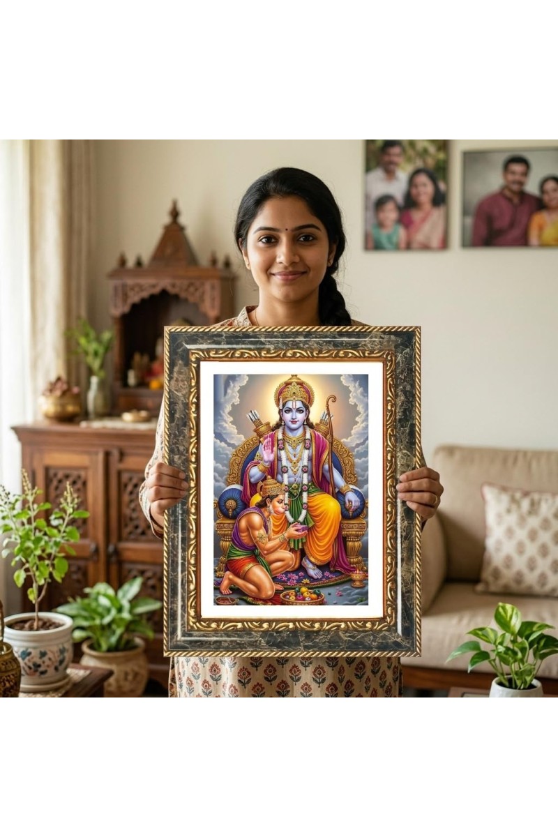 Venkateswara Swamy Decorative Photo Frame With White Mount | Premium Wall & Tabletop Picture Frame | Home, Office & Temple Decoration | 12x16 Inch (Pack Of 1) (F33097)