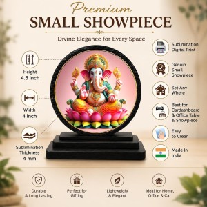 Car Dashboard Wooden Lord Ganeshaa Showpiece | 4 X 4.5 Inch Sublimation Printed Decorative Stand | 4 Mm MDF | Home Decor | Made in India (F33279) Car Dashboard Wooden Lord Ganeshaa Showpiece | 4 X 4.5 Inch Sublimation Printed Decorative Stand | 4 Mm MDF | Home Decor | Made in India (F33279)