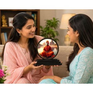 Car Dashboard Wooden Swami Vivekananda Showpiece | 4 X 4.5 Inch Sublimation Printed Decorative Stand | 4 Mm MDF | Home Decor | Made in India (F33309)