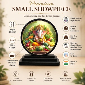 Car Dashboard Wooden Lord Ganeshaa Showpiece | 4 X 4.5 Inch Sublimation Printed Decorative Stand | 4 Mm MDF | Home Decor | Made in India (F33639) Car Dashboard Wooden Lord Ganeshaa Showpiece | 4 X 4.5 Inch Sublimation Printed Decorative Stand | 4 Mm MDF | Home Decor | Made in India (F33639)